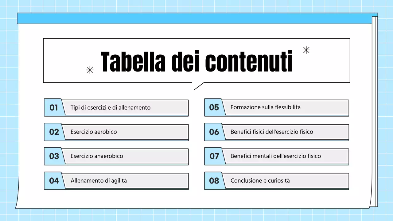 Materiale educativo per la salute di colore azzurro, semplice per l'esercizio fisico
