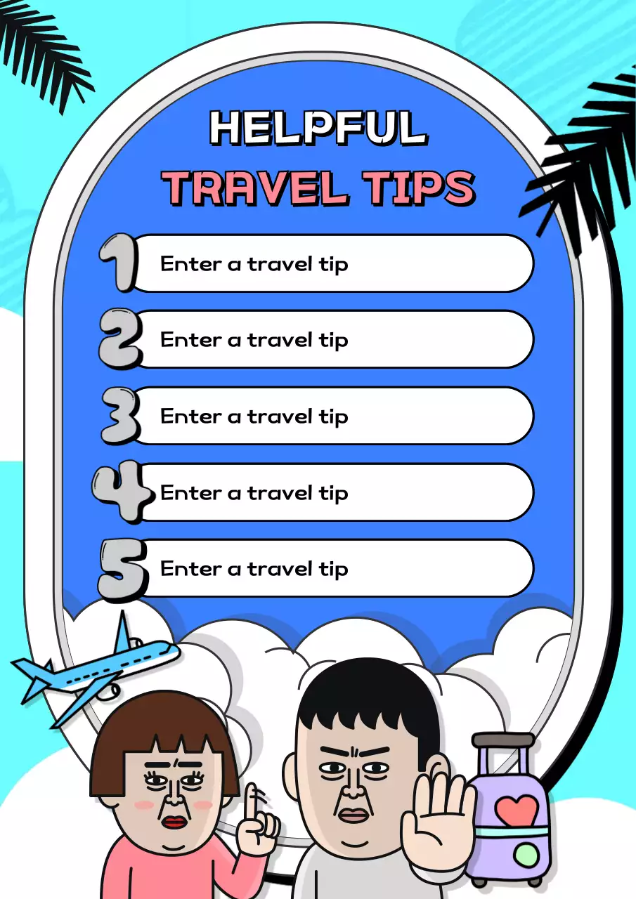Blue Comic Travel Guide Poster