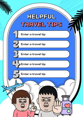 Blue Comic Travel Guide Poster