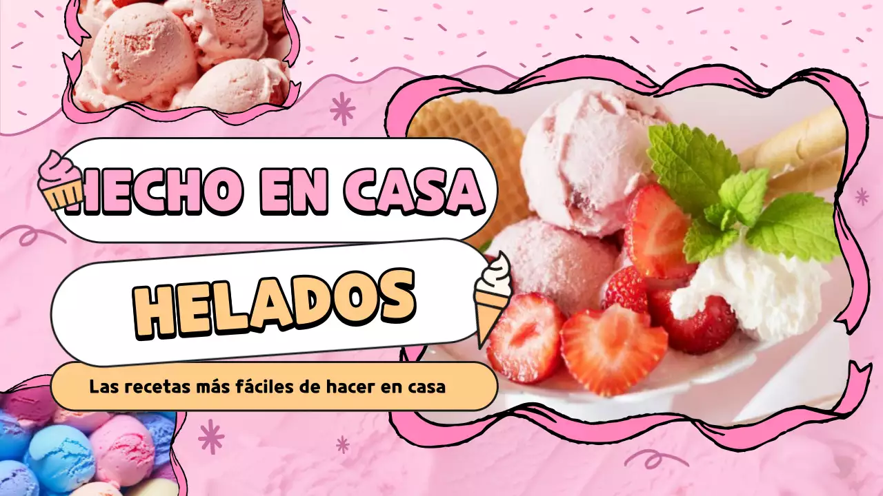 Rosa y naranja adorable receta de helado casero tapa