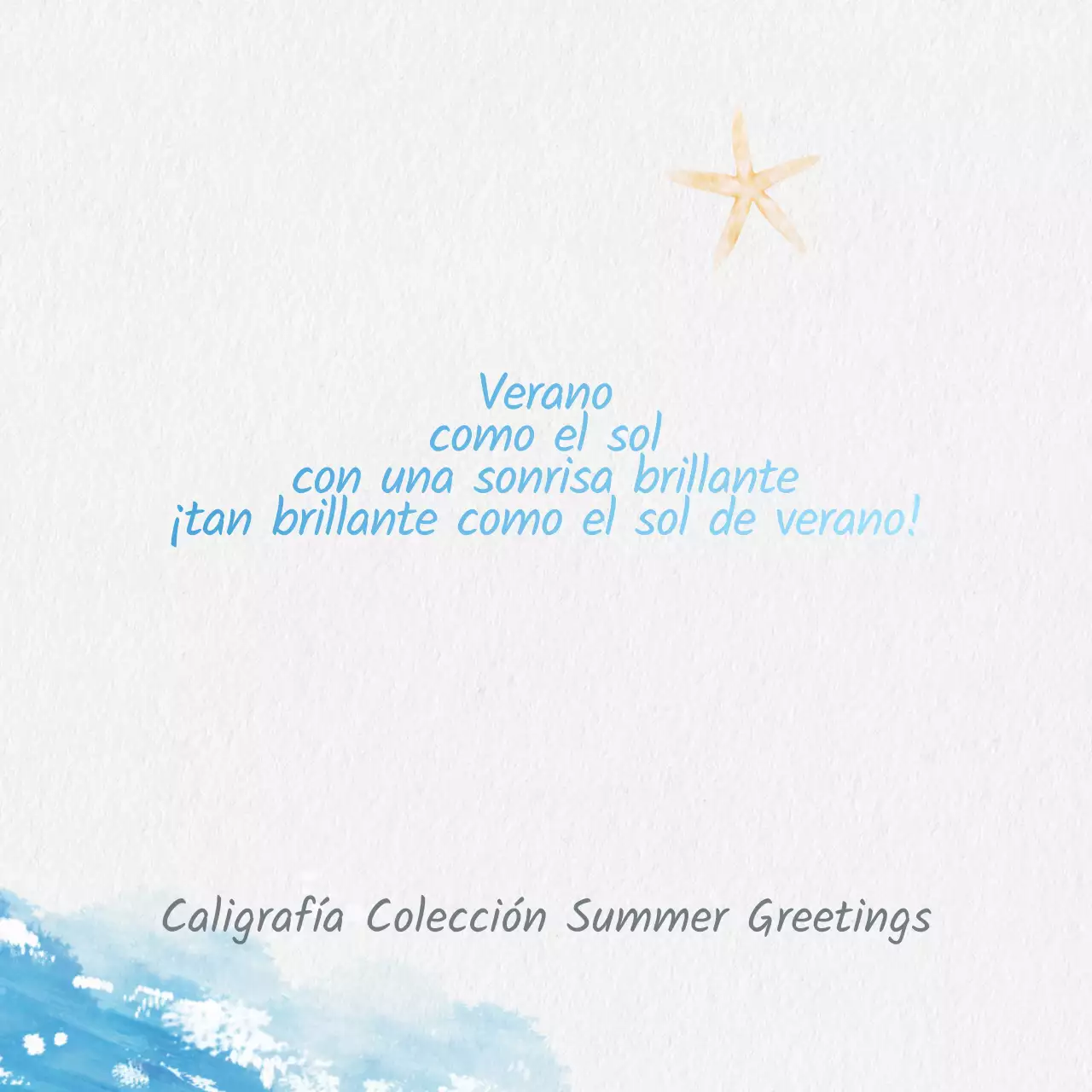 Colección de felicitaciones de verano con caligrafía sencilla en azul claro y azul