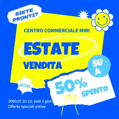 Promuovere una vendita kitsch in giallo e blu