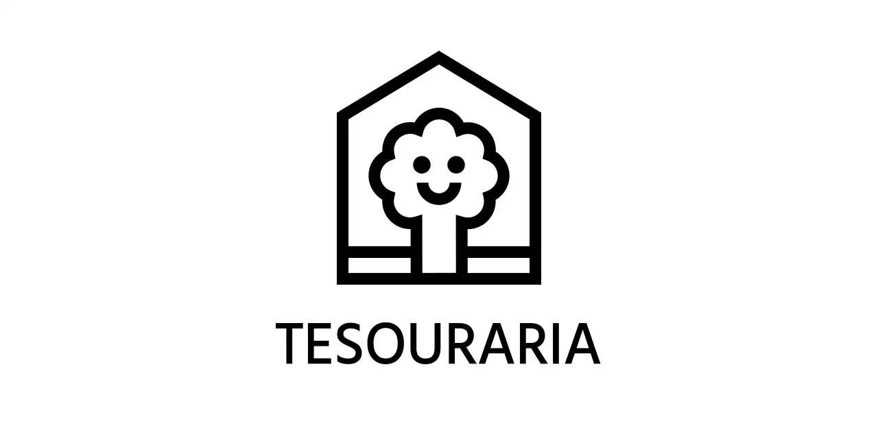 Design de cores para empresas de mobiliário com logótipo de marca que apresenta uma árvore dentro de uma casa