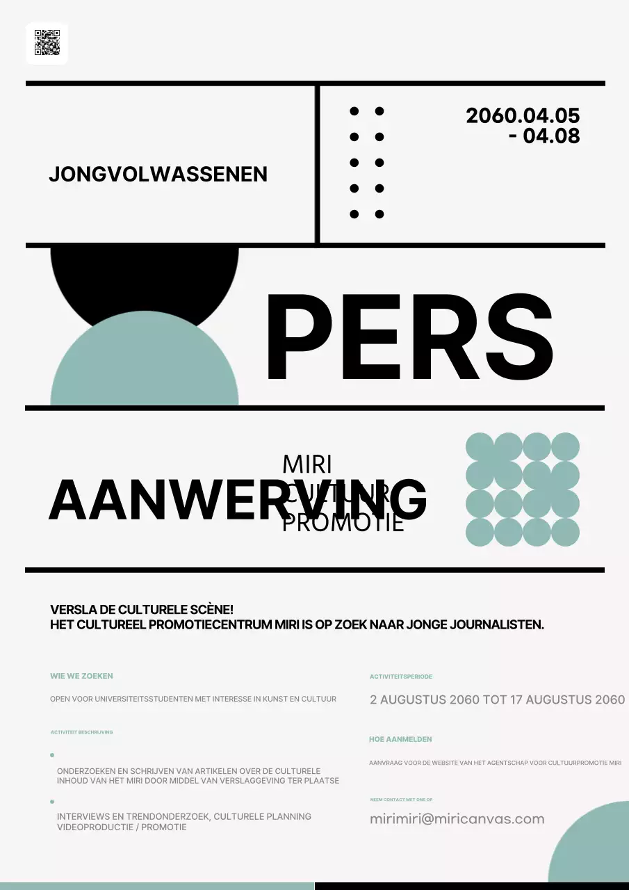 Mint en ivoor minimalistische college student outreach journalistiek werving pitch