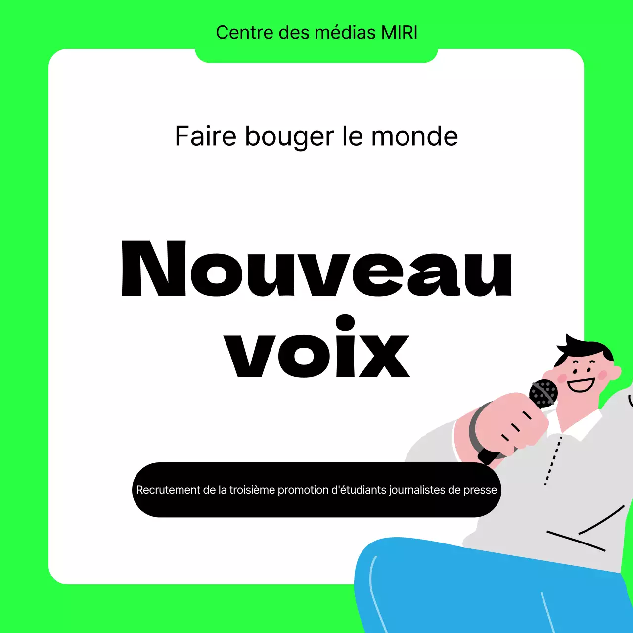 Un simple appel aux journalistes universitaires en vert citron et noir