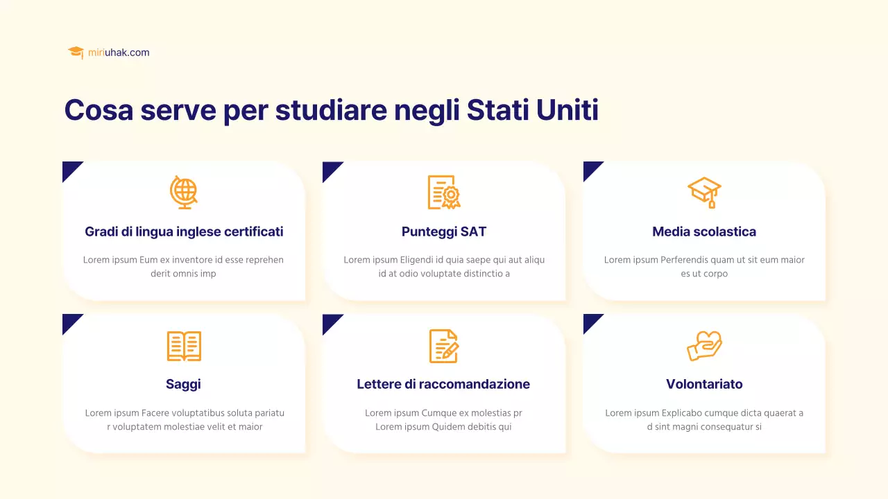 Un semplice prospetto di studio all'estero giallo e arancione