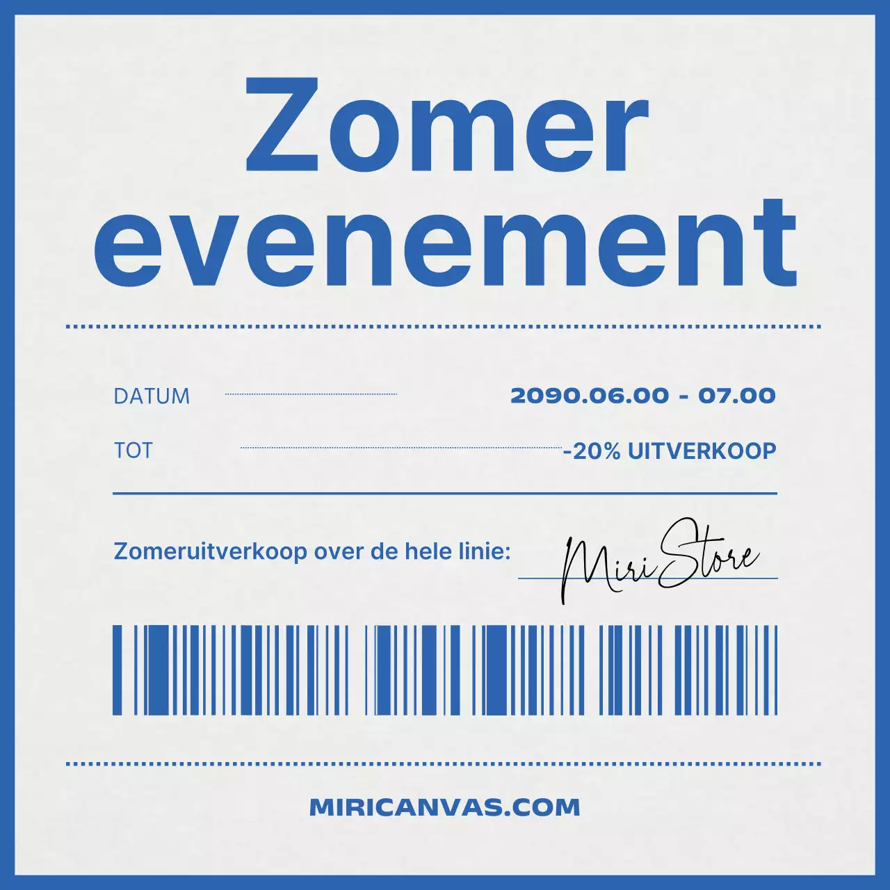 Minimalistische zomerse evenementadvertentie in blauw en grijs