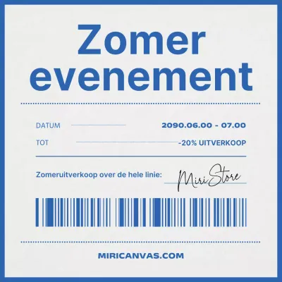 Minimalistische zomerse evenementadvertentie in blauw en grijs