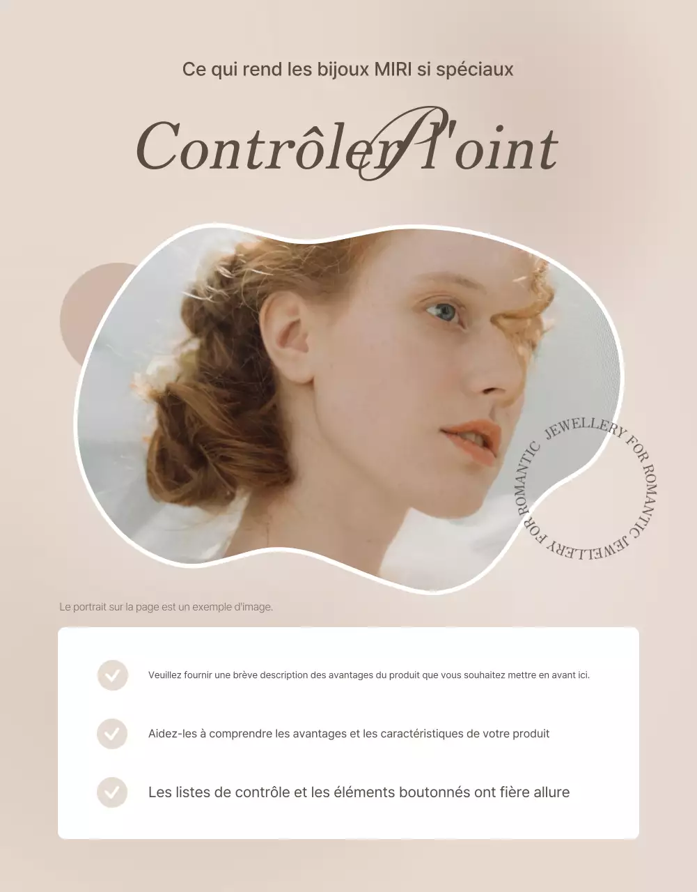 Faites la promotion de votre page de points de contrôle des bijoux dans les tons bruns et beiges