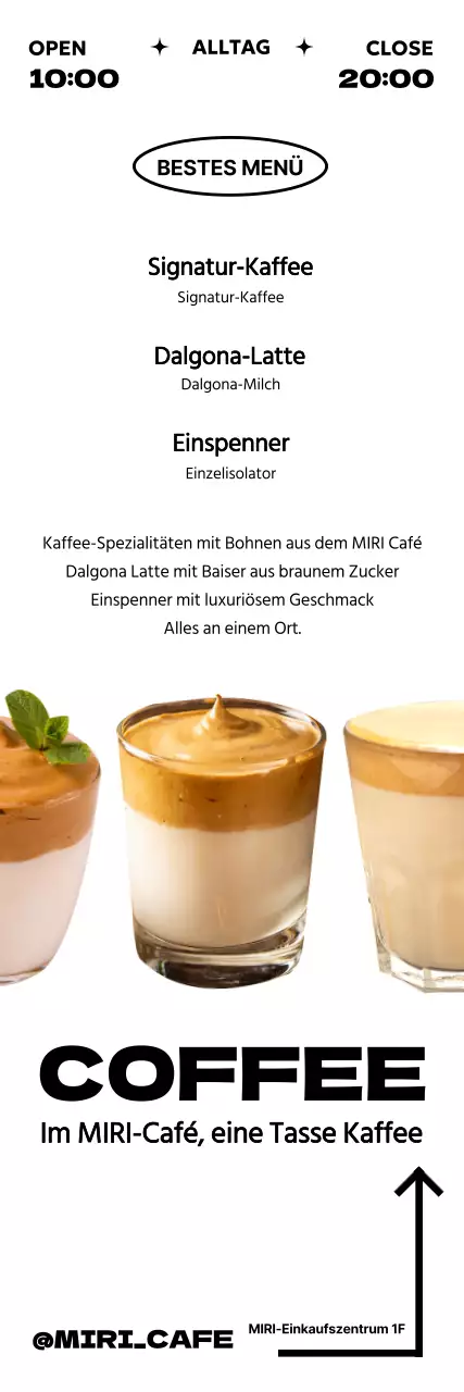 Bewerben Sie Ihr Café-Menü in einem modernen Stil