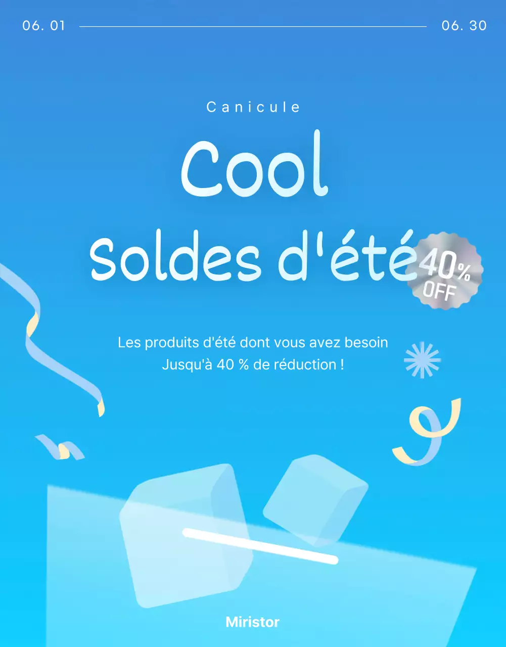 Promouvoir une vente d'été moderne en bleu et bleu ciel