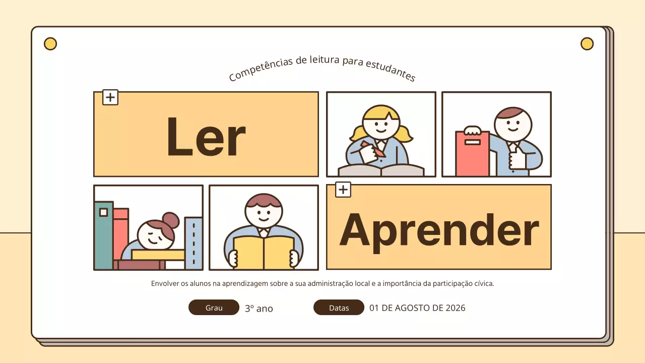 Recursos de competências de leitura para alunos de amarelo e branco