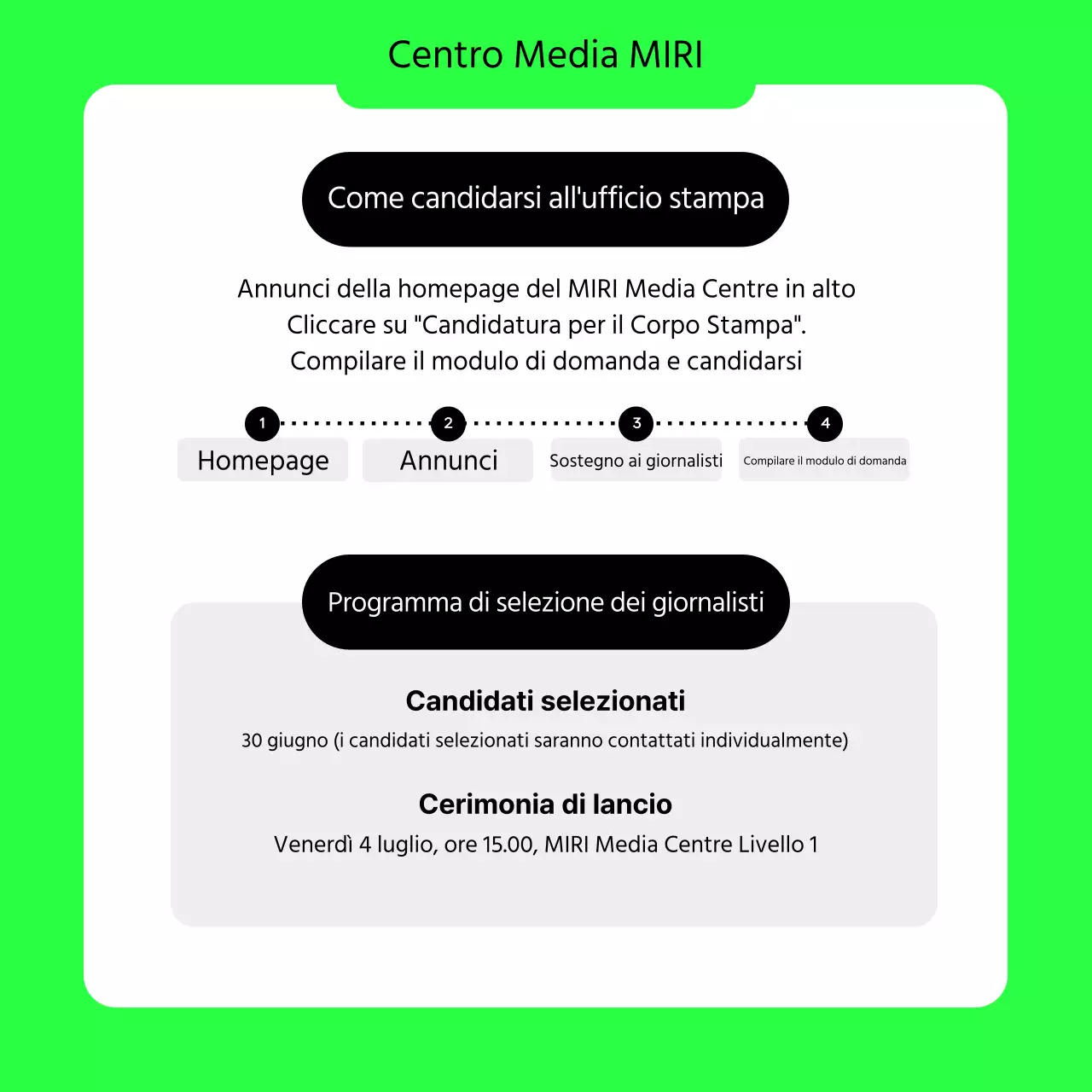 Un semplice appello ai giornalisti universitari in verde lime e nero