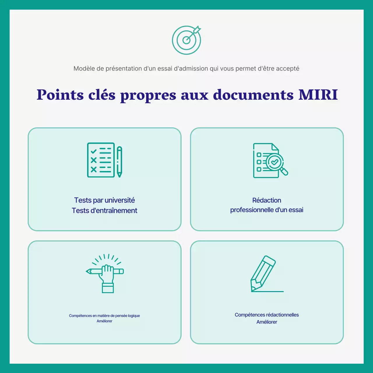 Essai d'examen d'entrée simple vert et bleu marine promotion de l'école