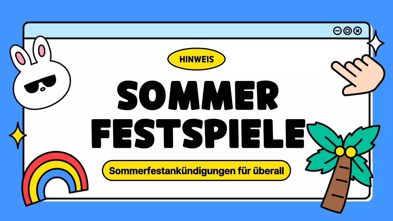 Ankündigung eines kitschigen Sommerfestivals in Blau