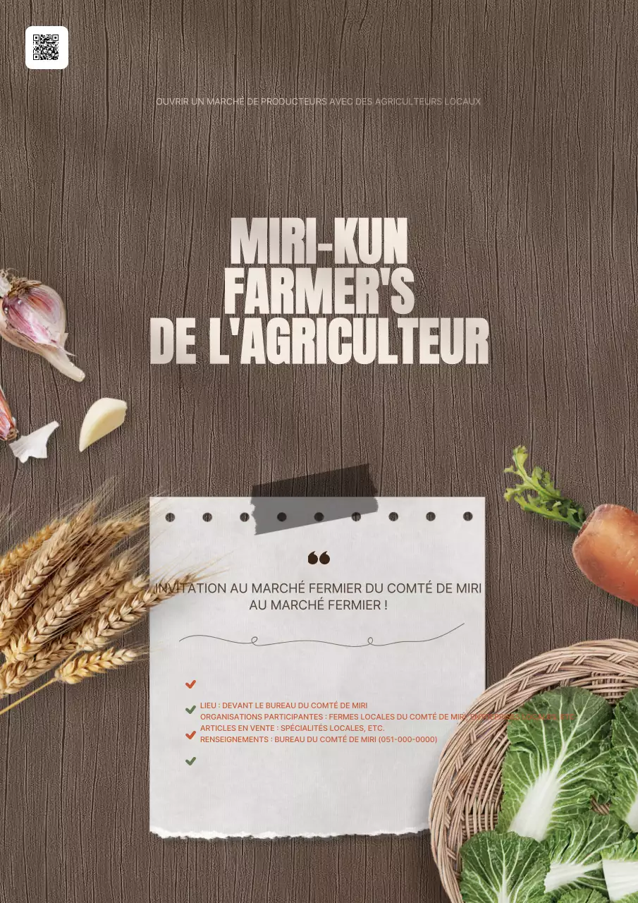 Promouvoir les marchés de producteurs municipaux naturels dans les tons bruns et ivoires