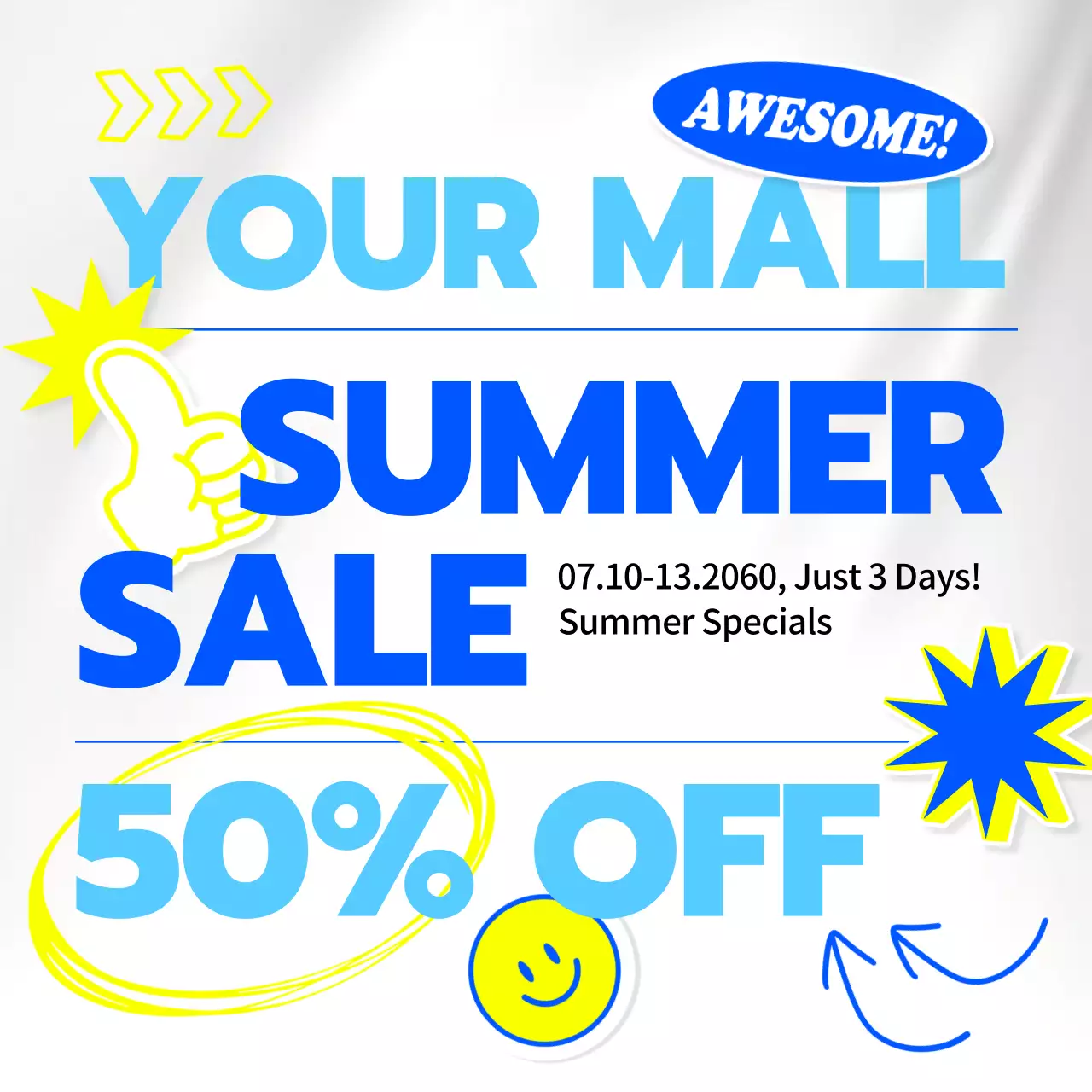 Promote a cute yellow and blue sale
