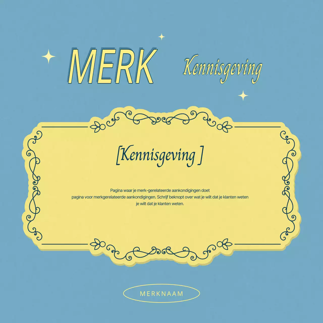 Eenvoudige winkelaankondigingen in lichtblauw en geel