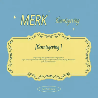 Eenvoudige winkelaankondigingen in lichtblauw en geel