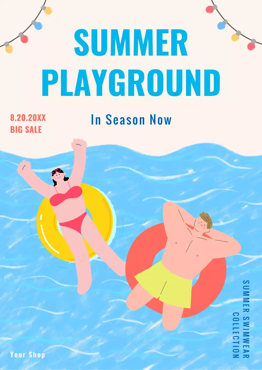 Blue Trendy Swimwear Promotion Poster