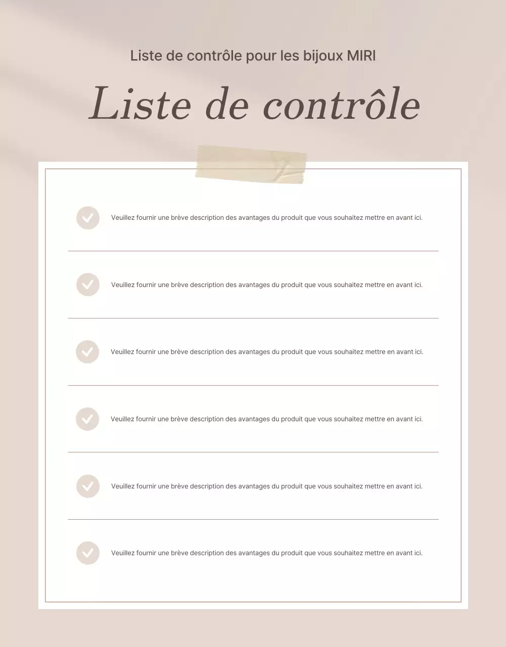 Faites la promotion de votre page de points de contrôle des bijoux dans les tons bruns et beiges