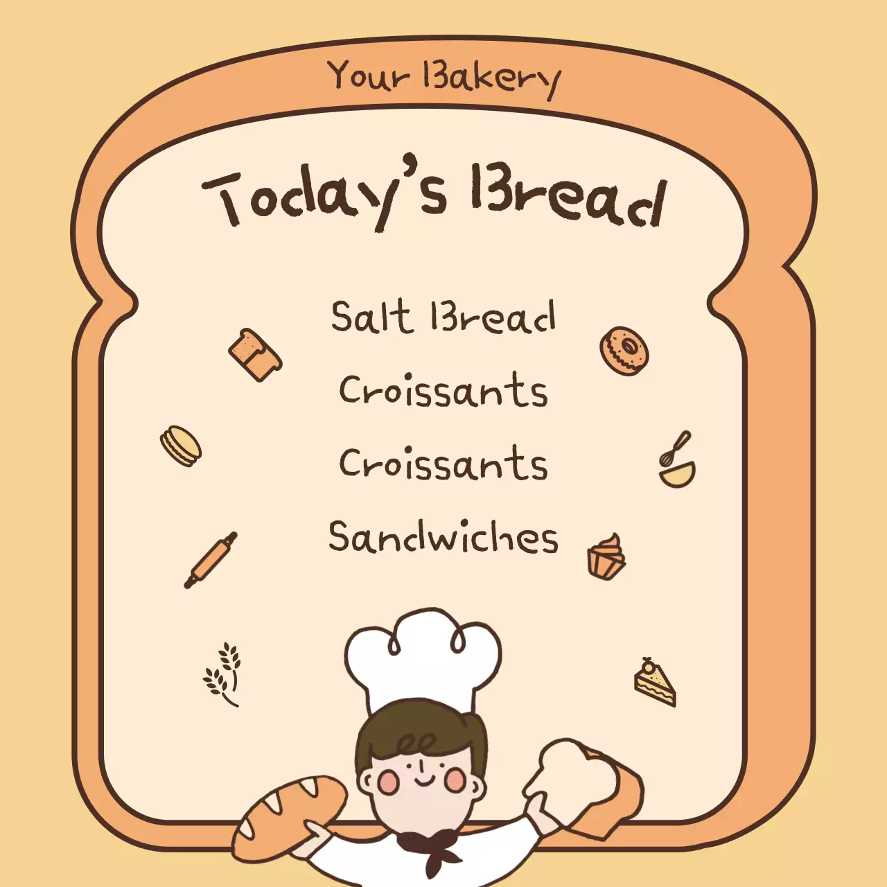 Beige Simple Bakery Menu Social Media Post