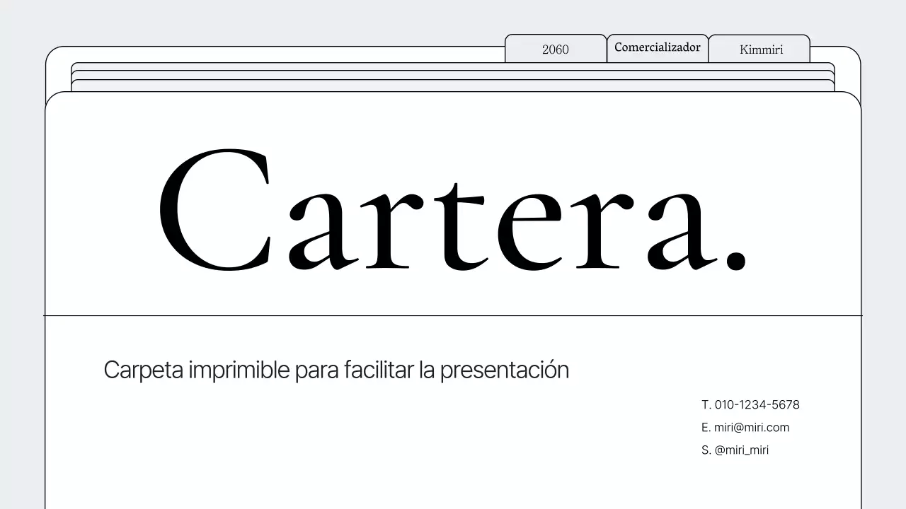 Cartera con marco de carpetas simple en blanco