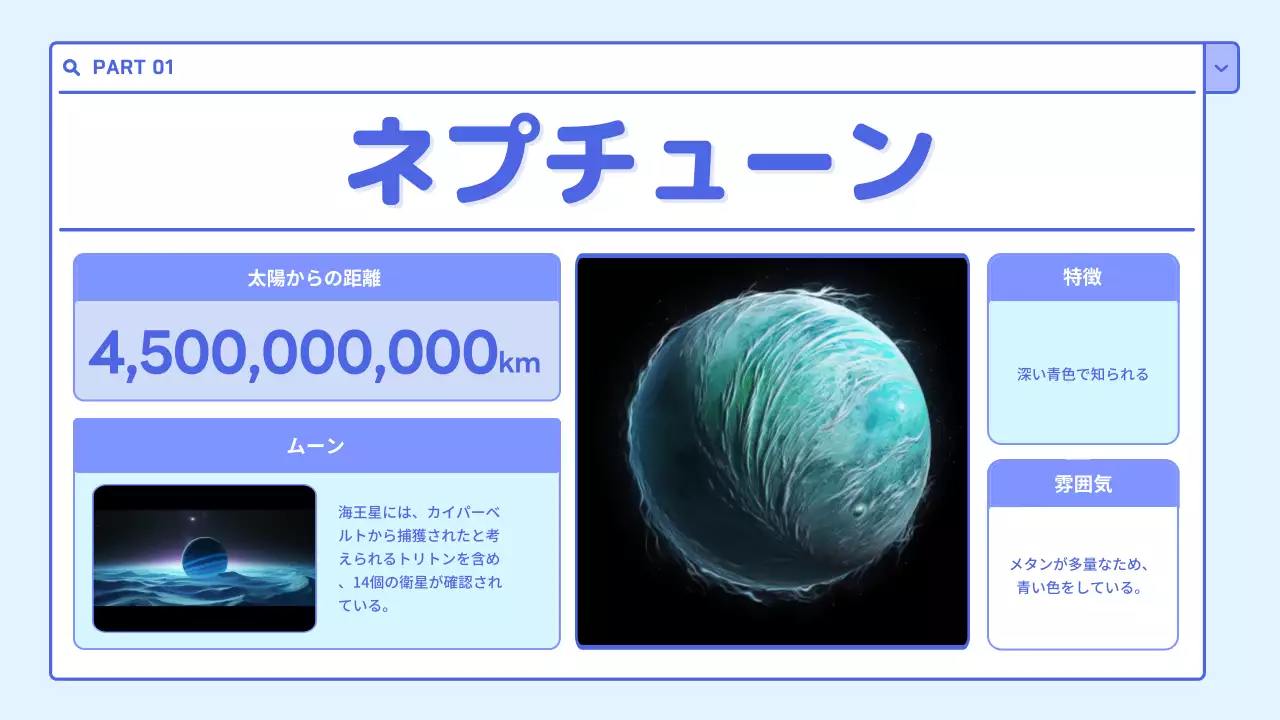 青 かわいい 宇宙 計画書 プレゼンテーション