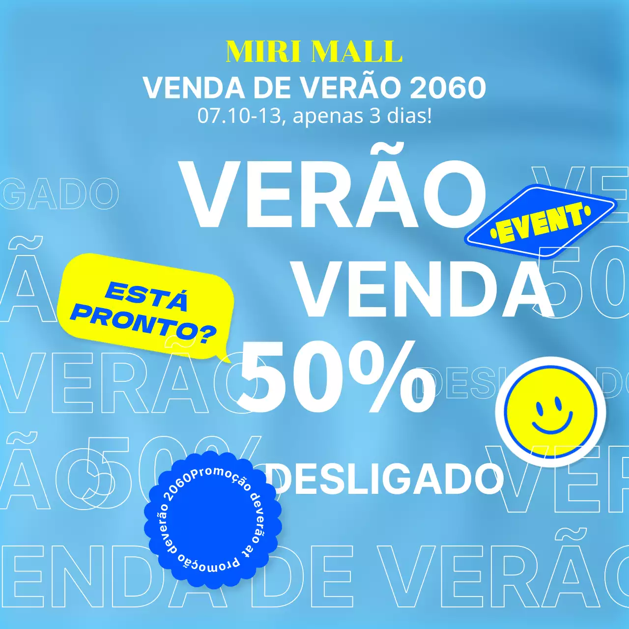 Promover uma venda kitsch em azul claro e branco