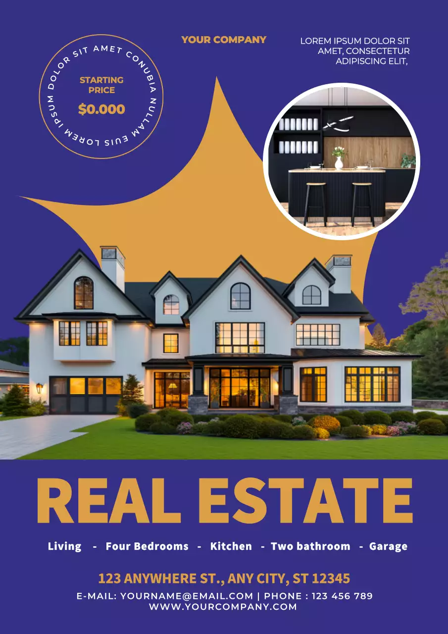 Blue Modern Real Estate Promotion Poster