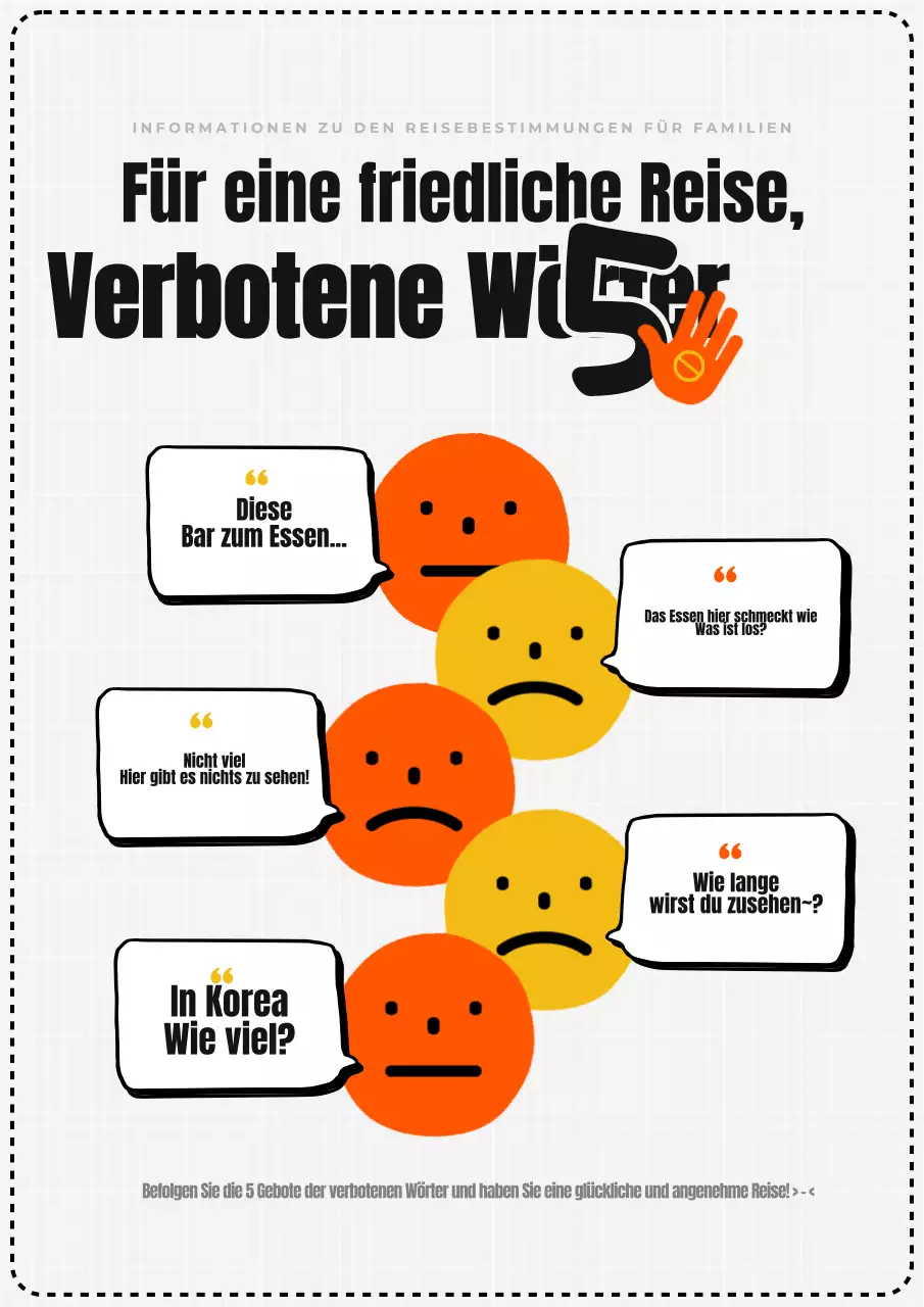 Die orange-gelbe Familie reist verbotene Wörter Kampagne