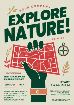 Beige Vintage Nature Invitation Poster