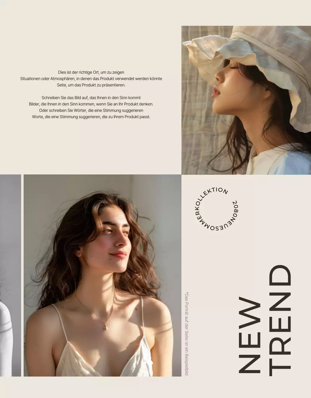 Einfache Modeanzeige in Beige