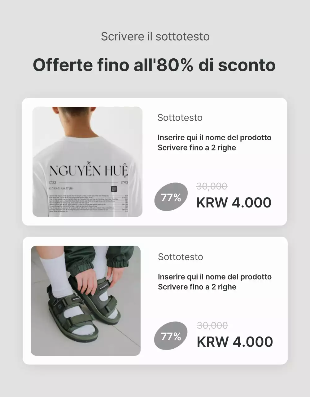 Promuovere descrizioni e dettagli in un centro commerciale di tendenza grigio e azzurro