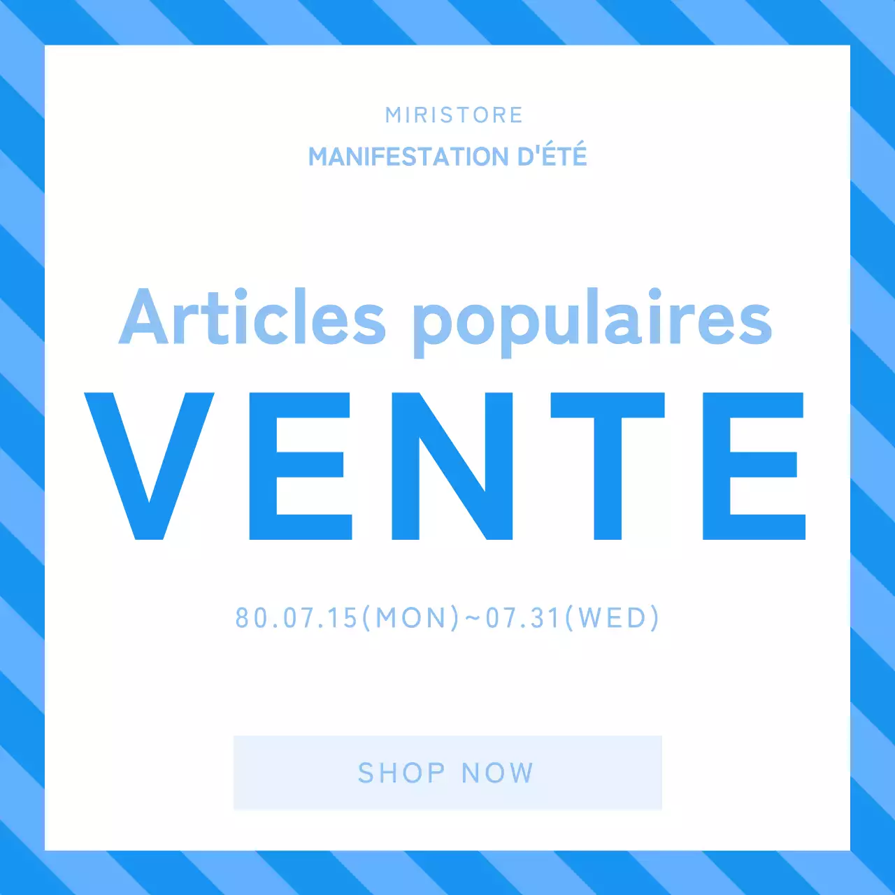 Publicité simple pour les ventes en bleu et blanc