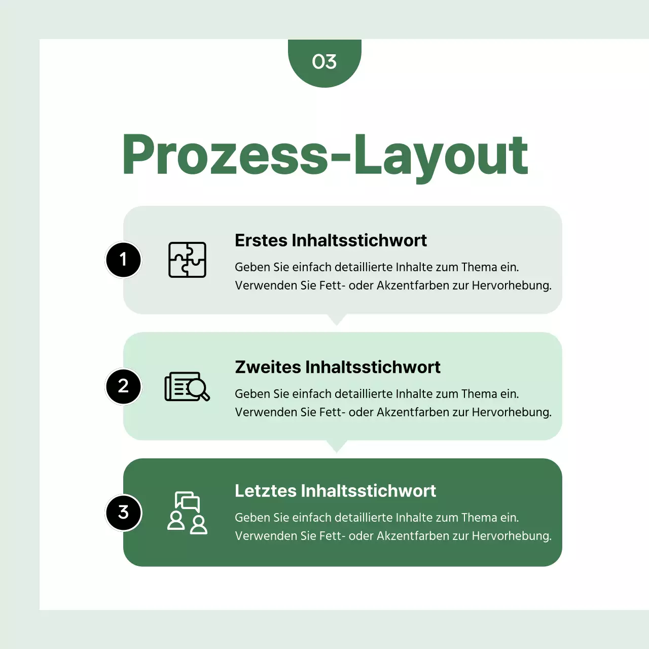 Eine einfache Geschäftspost in Grün und Weiß