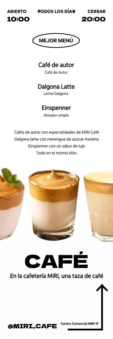 Promocione el menú de su cafetería con un estilo moderno