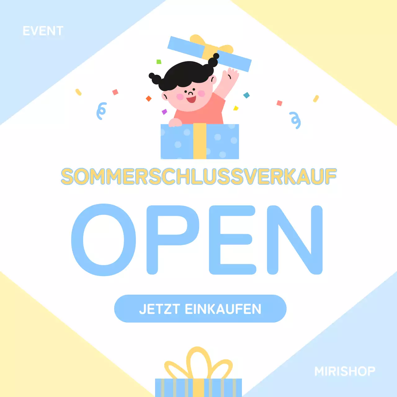 Ein einfacher Sommerschlussverkauf in Gelb und Hellblau