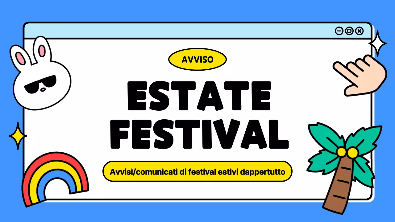 Annuncio di un festival estivo kitsch in blu