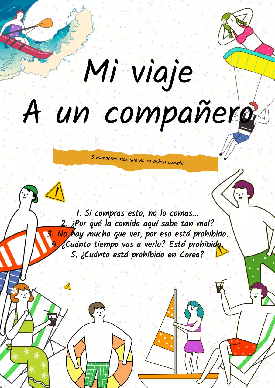 Viaje tropical 5 Mandamientos sobre fondo blanco