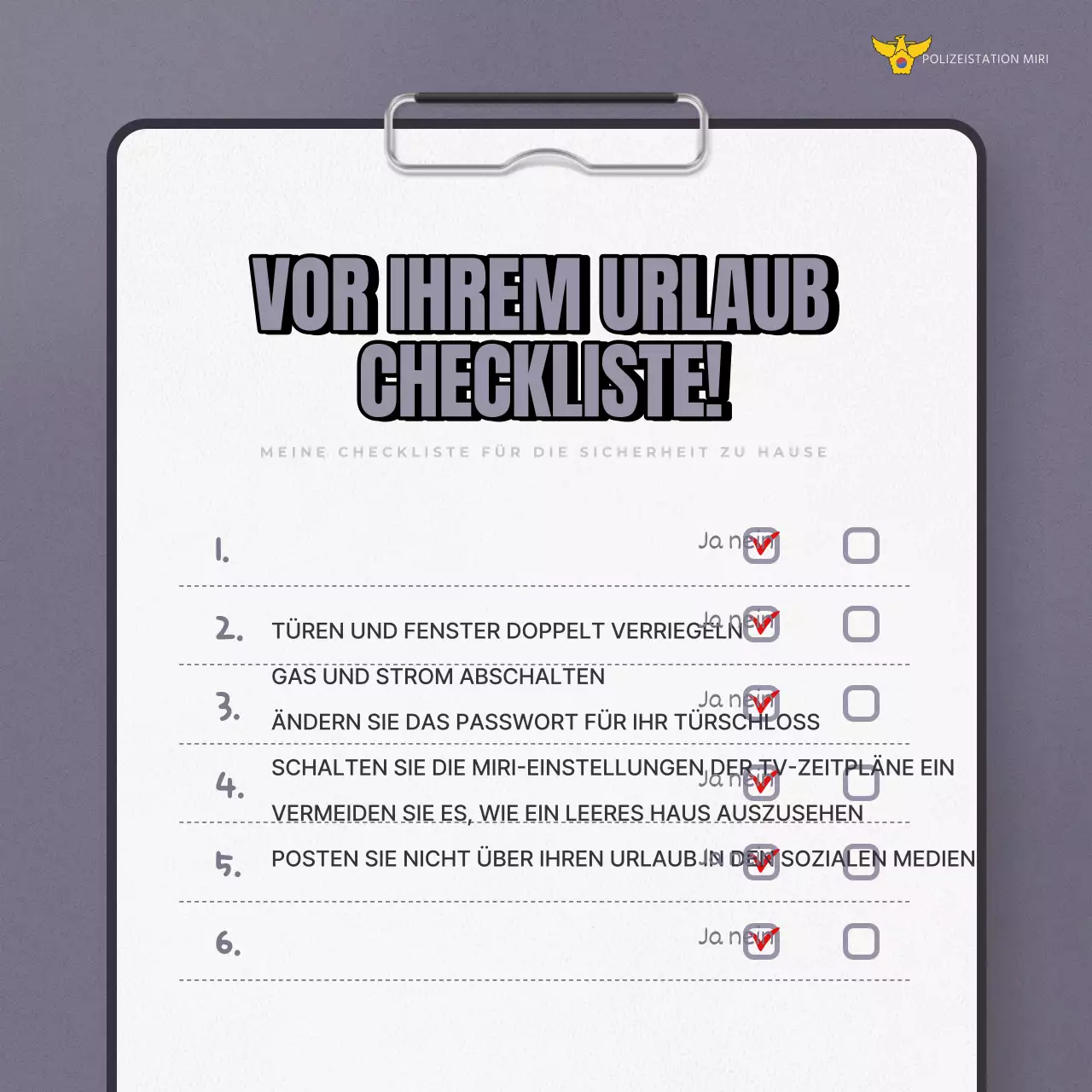 Eine trendige Kampagne zum Schutz vor Urlaubsdiebstahl in Beige und Grau