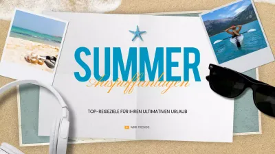 Natürliche Sommerurlaubsziele in Hellblau und Orange