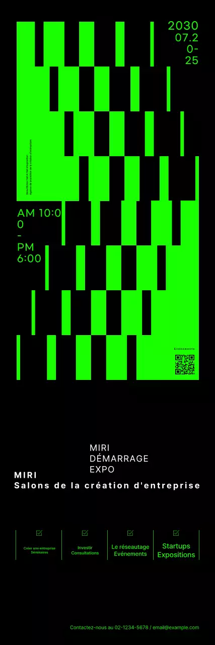 Bannière de salon de la création d'entreprise avec graphisme en forme de néon