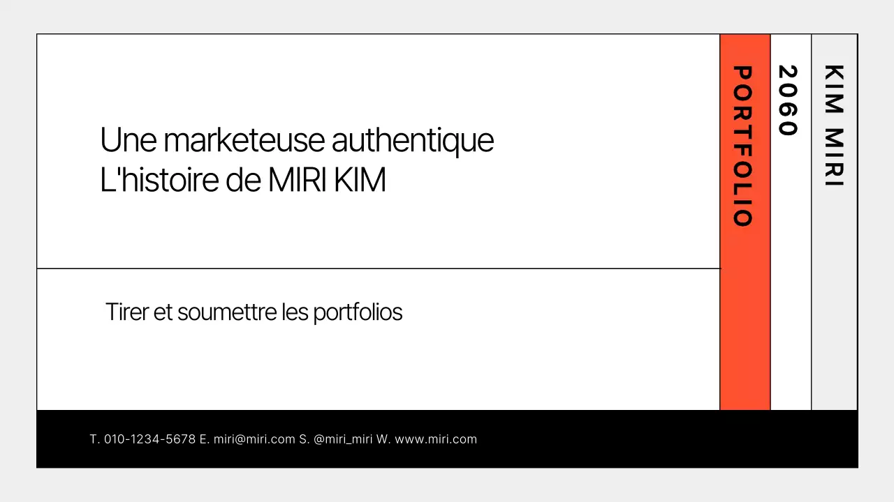 Un portfolio simple de spécialiste du marketing en gris et orange