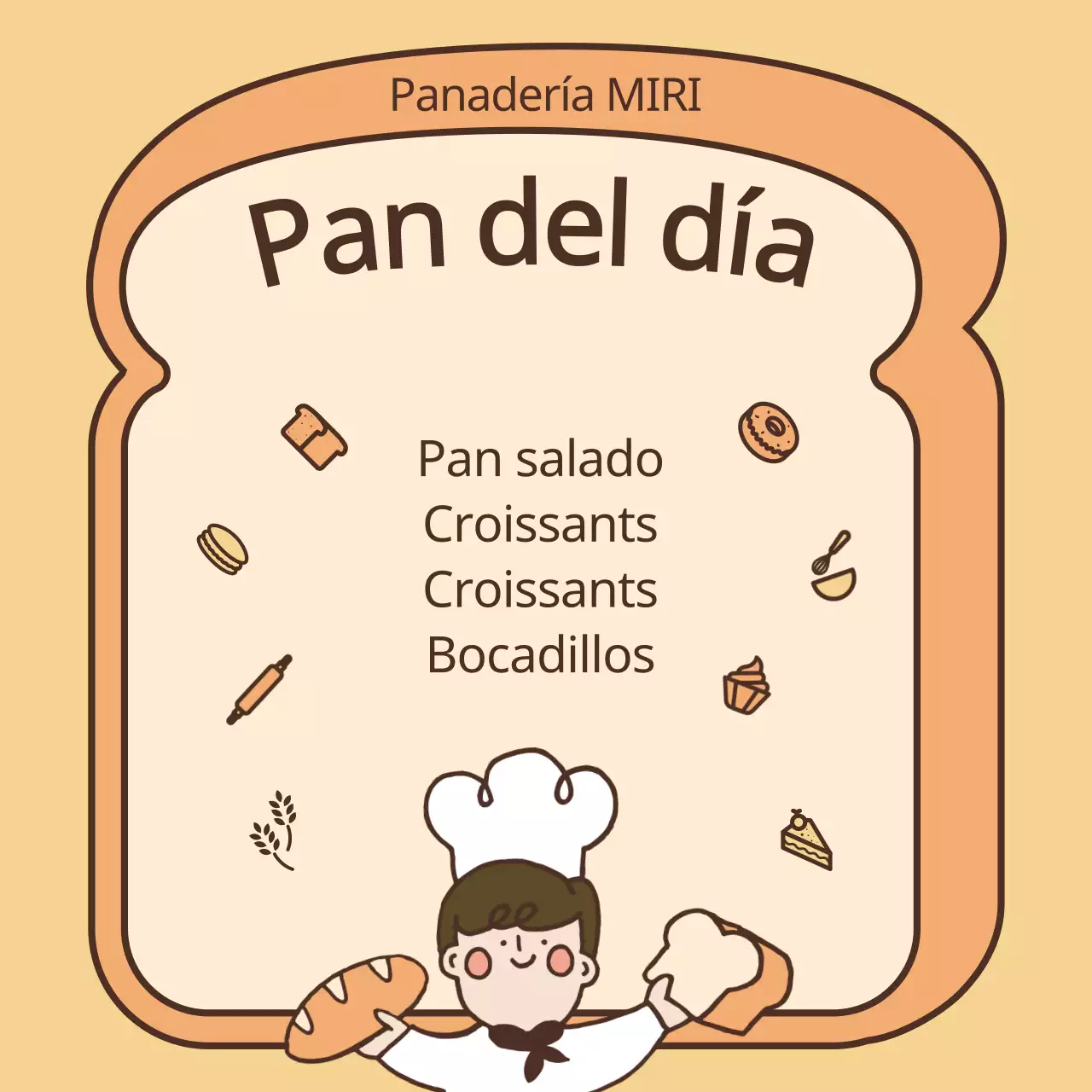 Sobre la línea de panadería amarilla y naranja