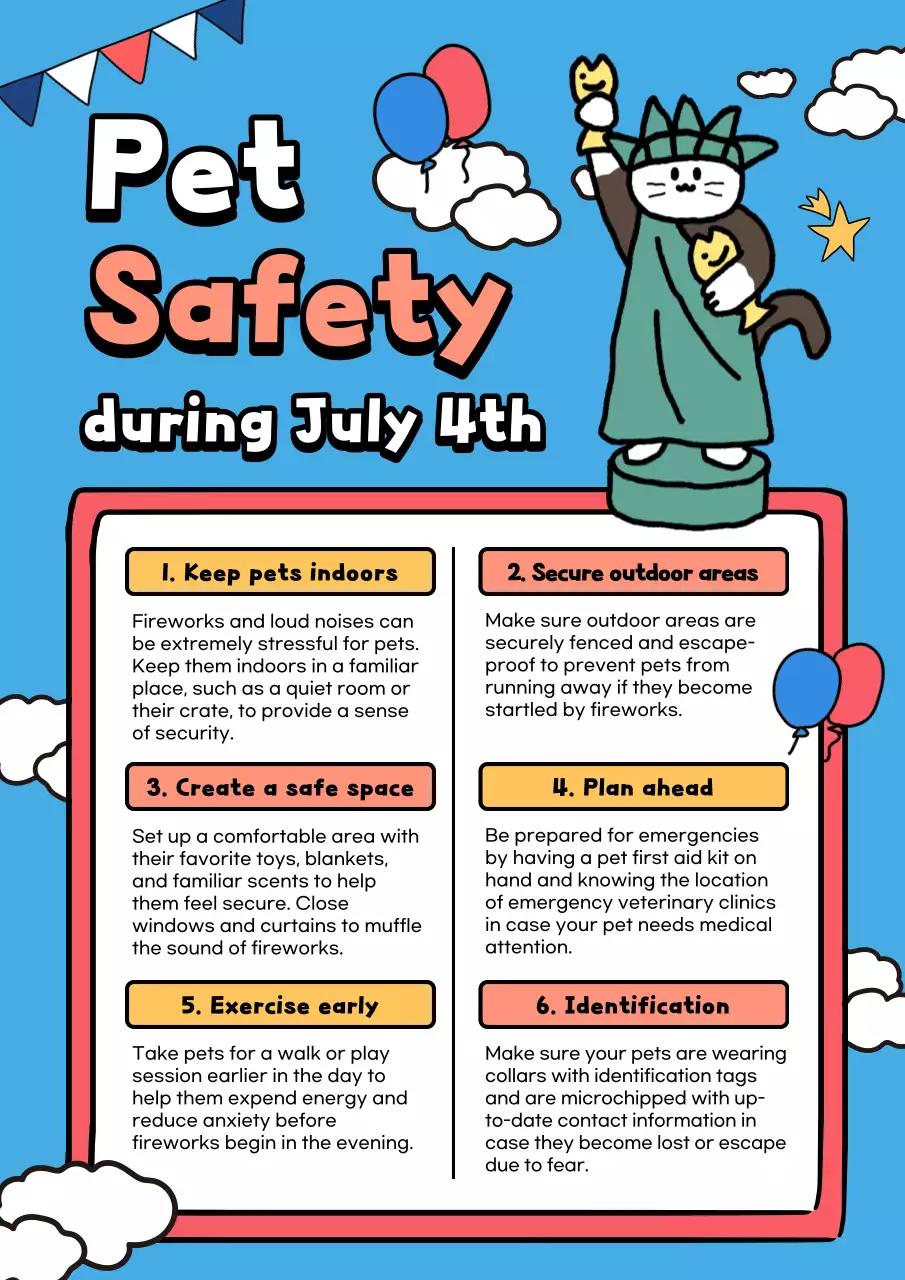 Blue Playful Pet Safety Guide Poster