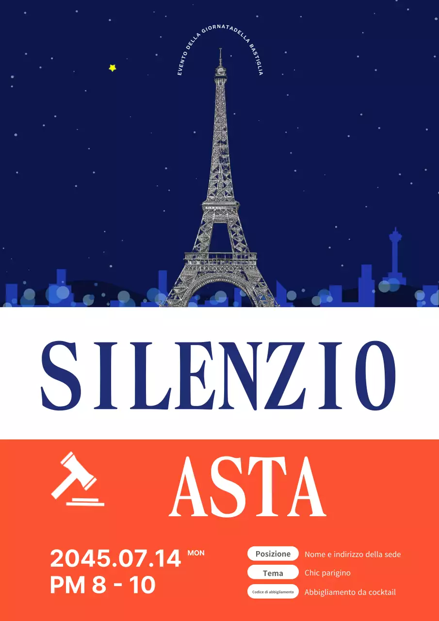 Annuncio d'asta per l'anniversario della rivoluzione semplice blu e rossa