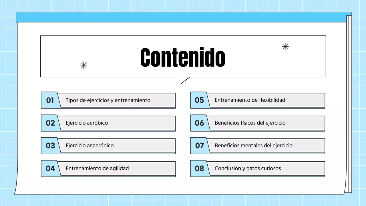 Material didáctico de salud para ejercicios sencillos de color azul claro