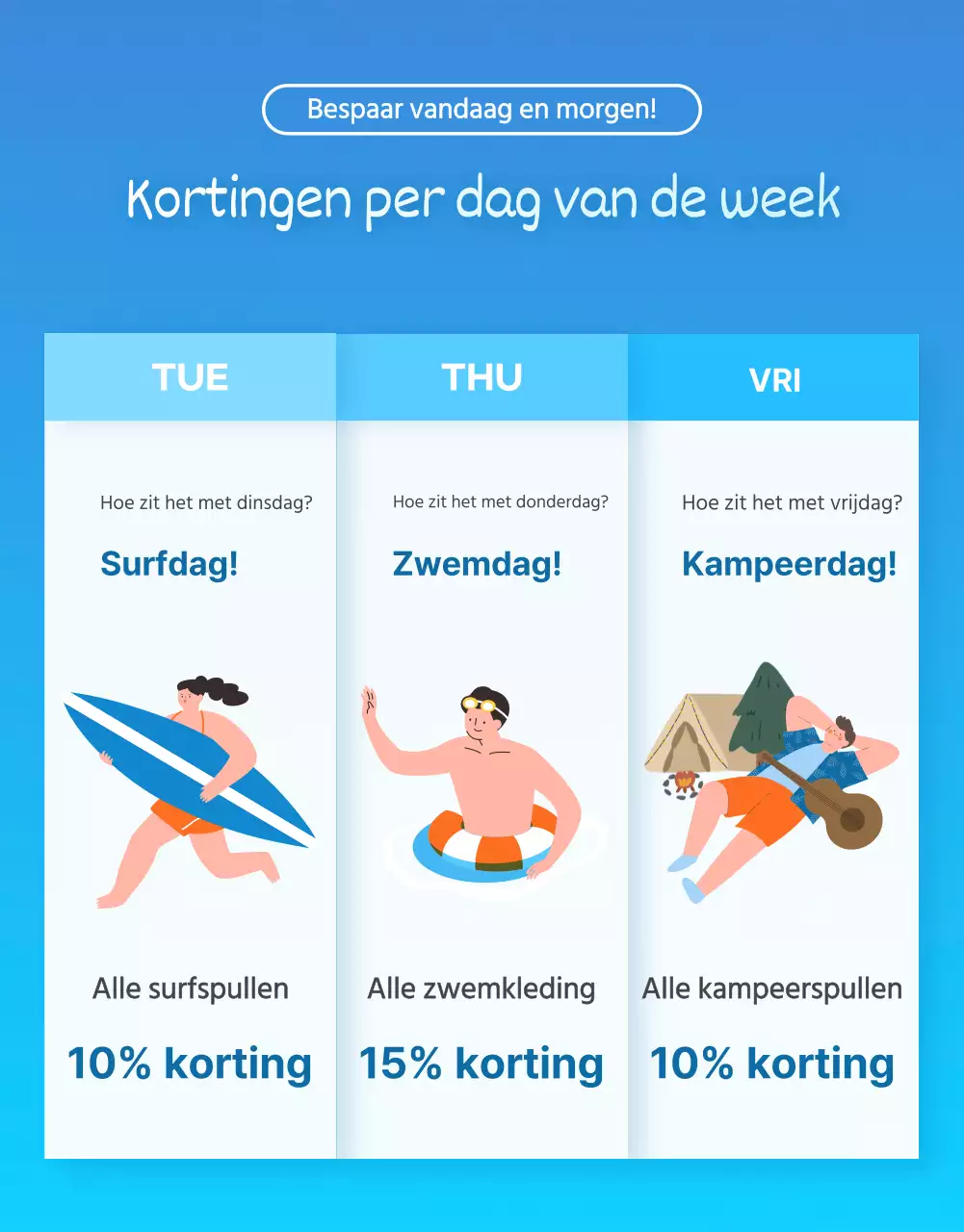 Promoot een moderne zomeruitverkoop in blauw en hemelsblauw