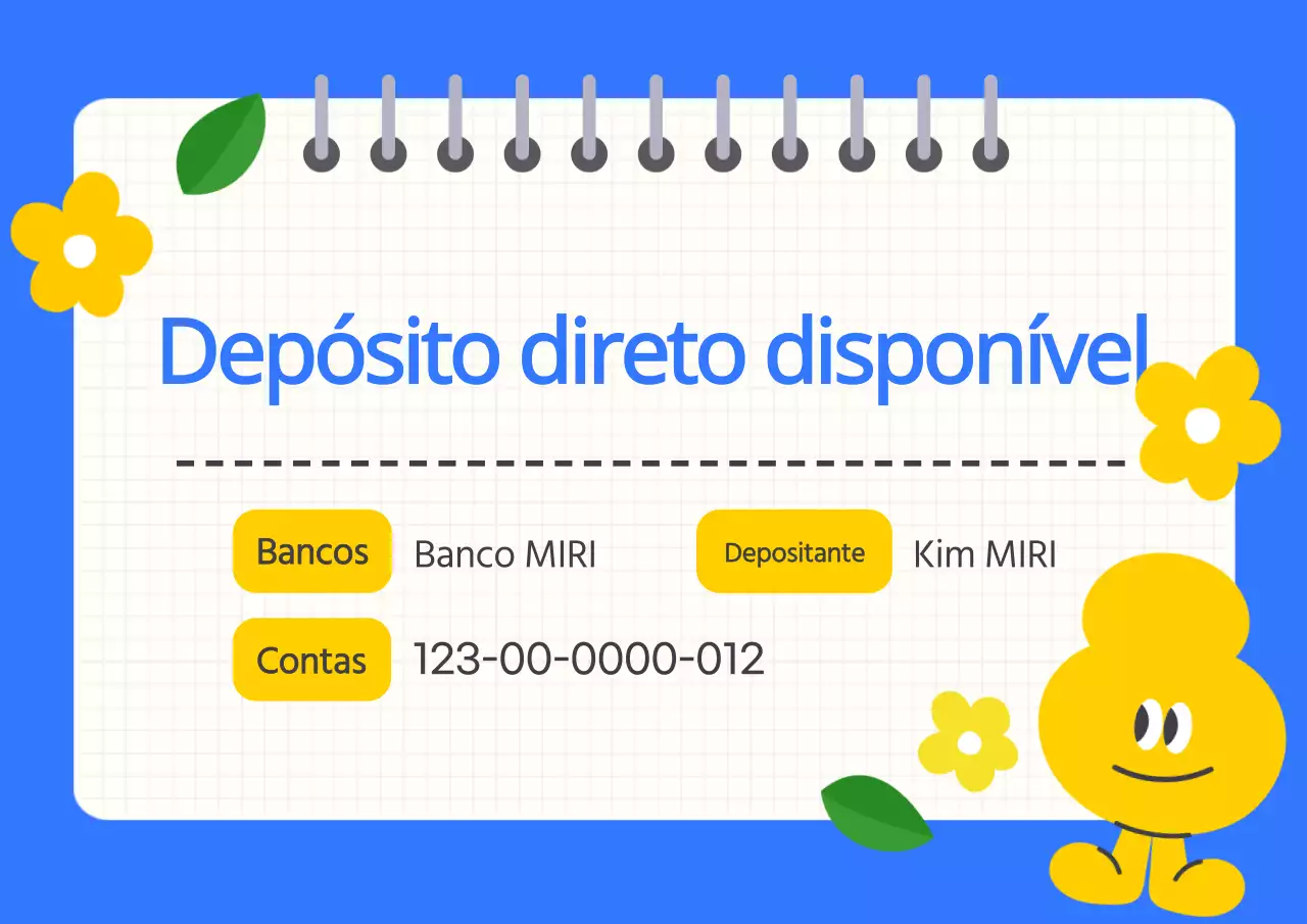Sobre a pequena transferência bancária azul e amarela